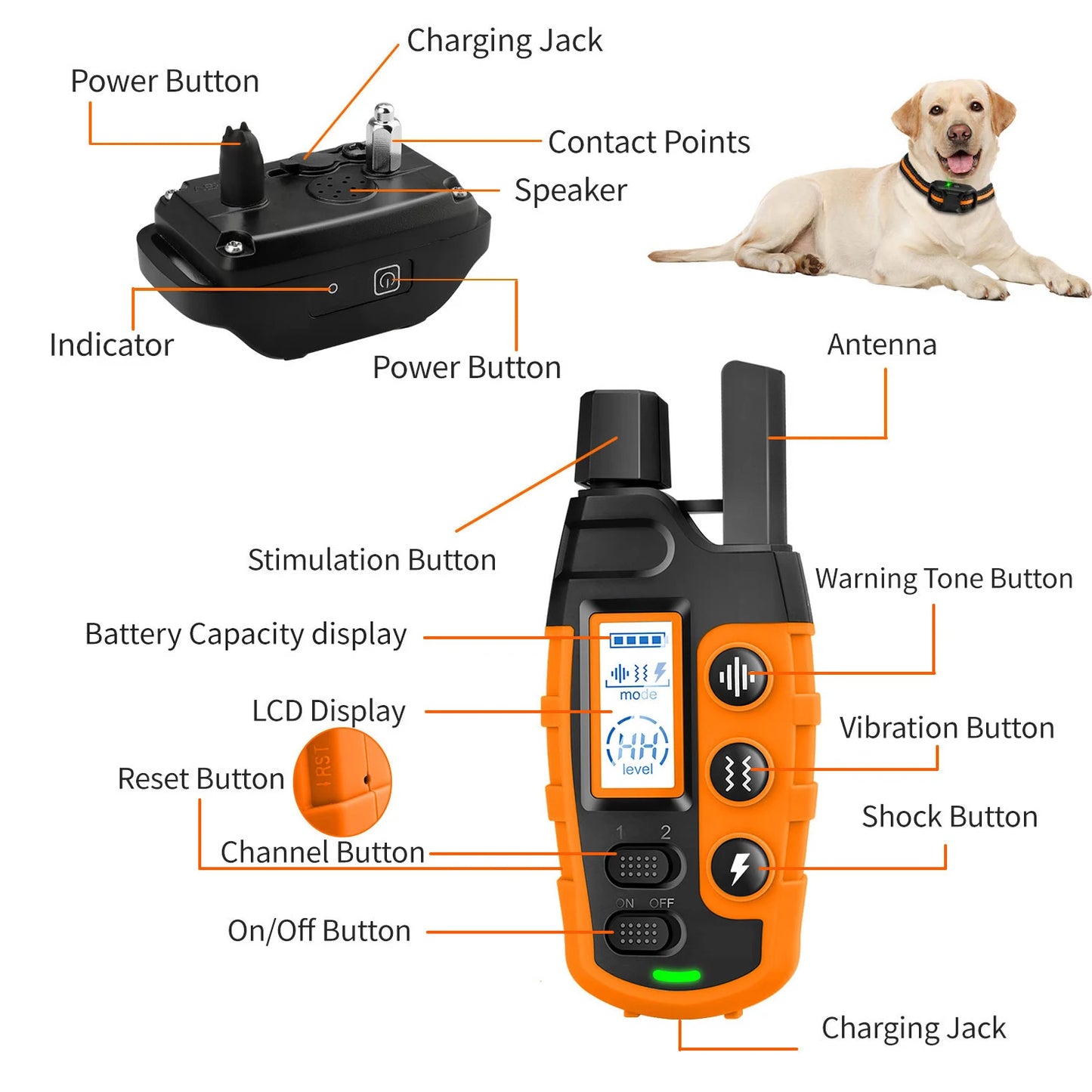 Rechargeable Shock Collar for Dogs – Best Remote Dog Training Collar with Vibration & Beep
