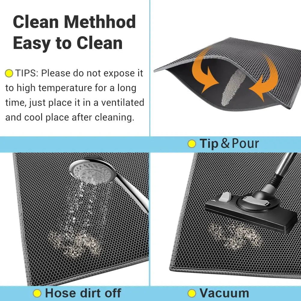 Premium Cat Litter Mat – Waterproof Double-Layer Honeycomb Design | Best Large Cat Litter Box Floor Mat for Scatter Control