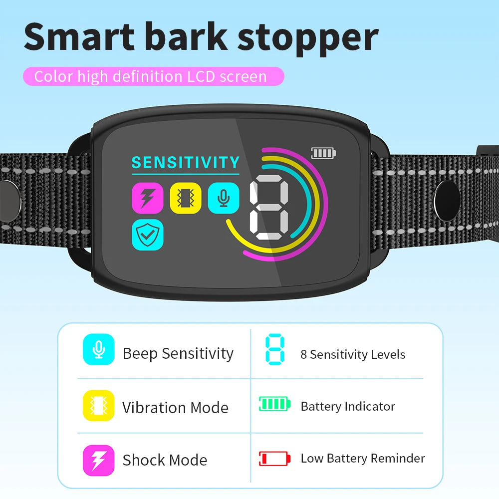Rechargeable Anti-Bark Collar for Small Dogs – Best Bark Collar with Shock, Vibration & Beep Modes, Waterproof Collar Devices Type-C