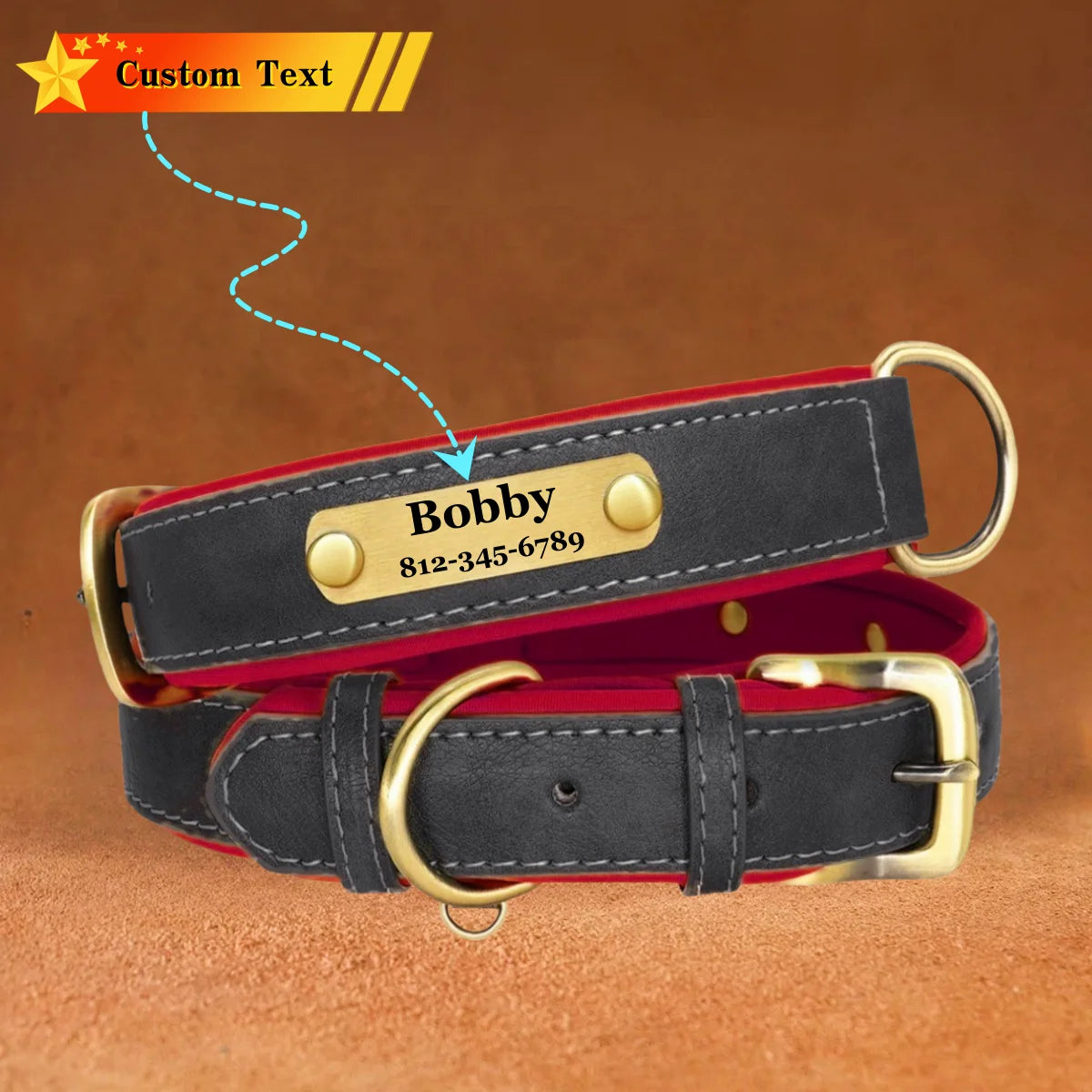 Custom Leather Dog Collar with Name Plate – Personalized Leather Collars for Dogs of All Sizes