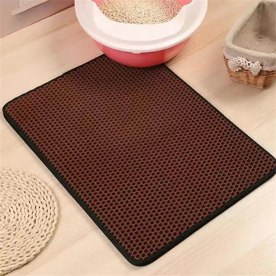 Premium Cat Litter Mat – Waterproof Double-Layer Honeycomb Design | Best Large Cat Litter Box Floor Mat for Scatter Control