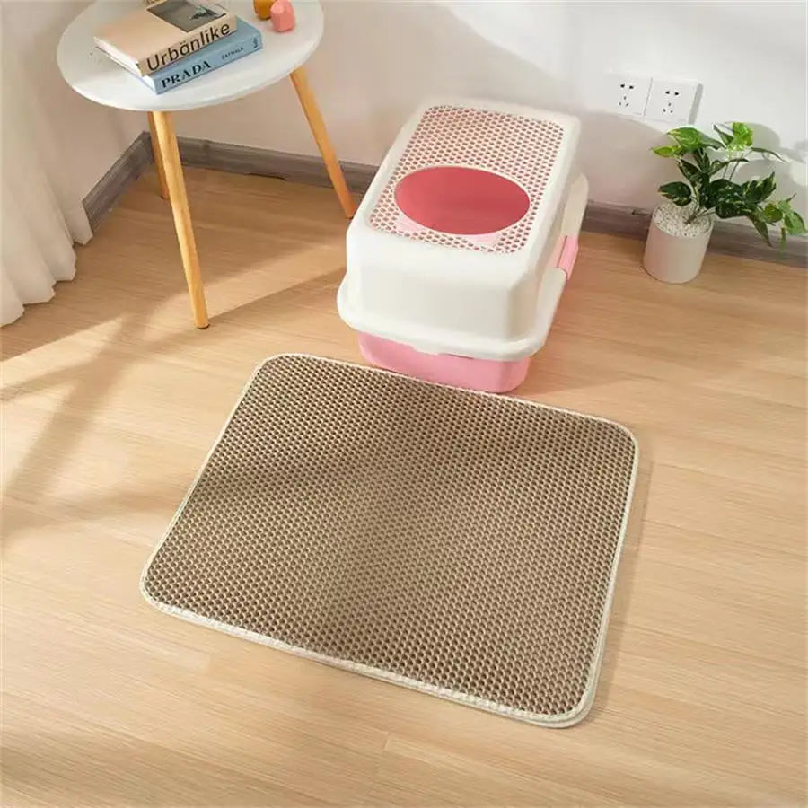 Premium Cat Litter Mat – Waterproof Double-Layer Honeycomb Design | Best Large Cat Litter Box Floor Mat for Scatter Control