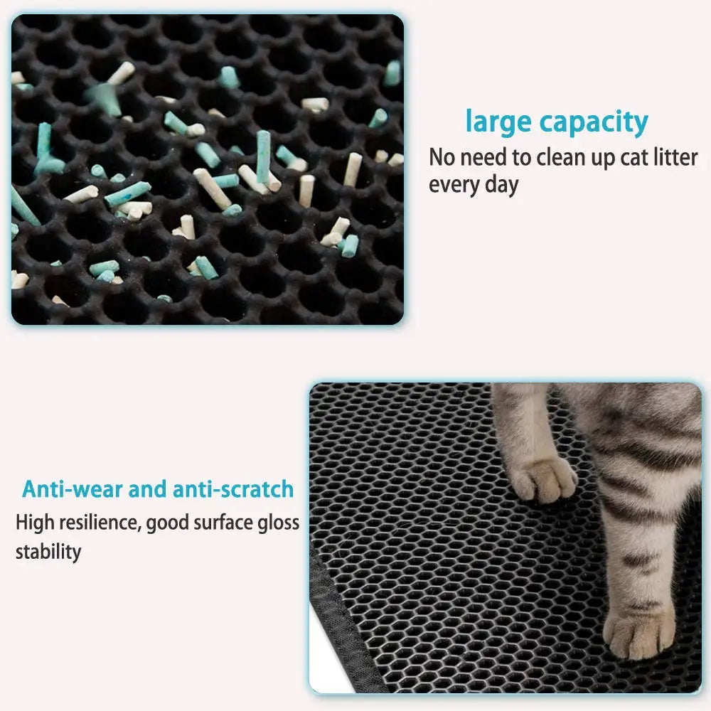 Premium Cat Litter Mat – Waterproof Double-Layer Honeycomb Design | Best Large Cat Litter Box Floor Mat for Scatter Control