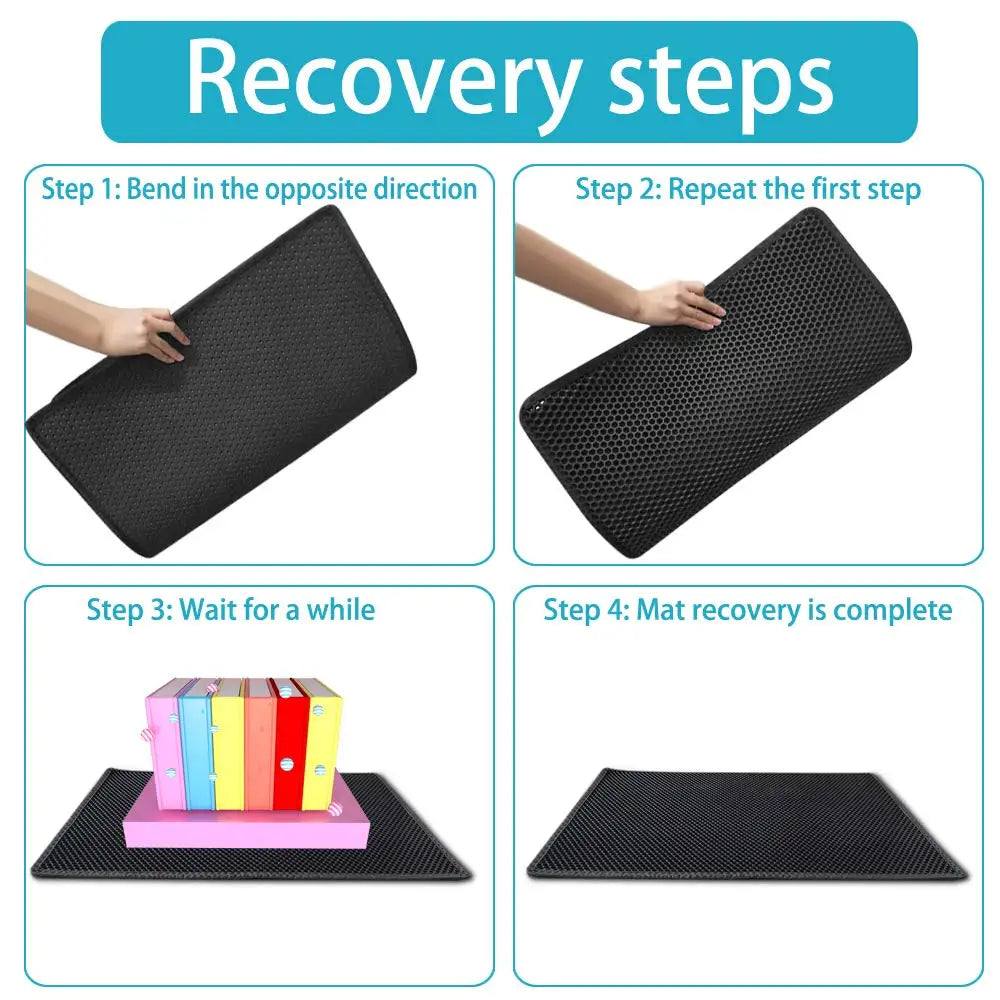 Premium Cat Litter Mat – Waterproof Double-Layer Honeycomb Design | Best Large Cat Litter Box Floor Mat for Scatter Control