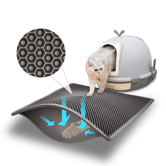 Premium Cat Litter Mat – Waterproof Double-Layer Honeycomb Design | Best Large Cat Litter Box Floor Mat for Scatter Control