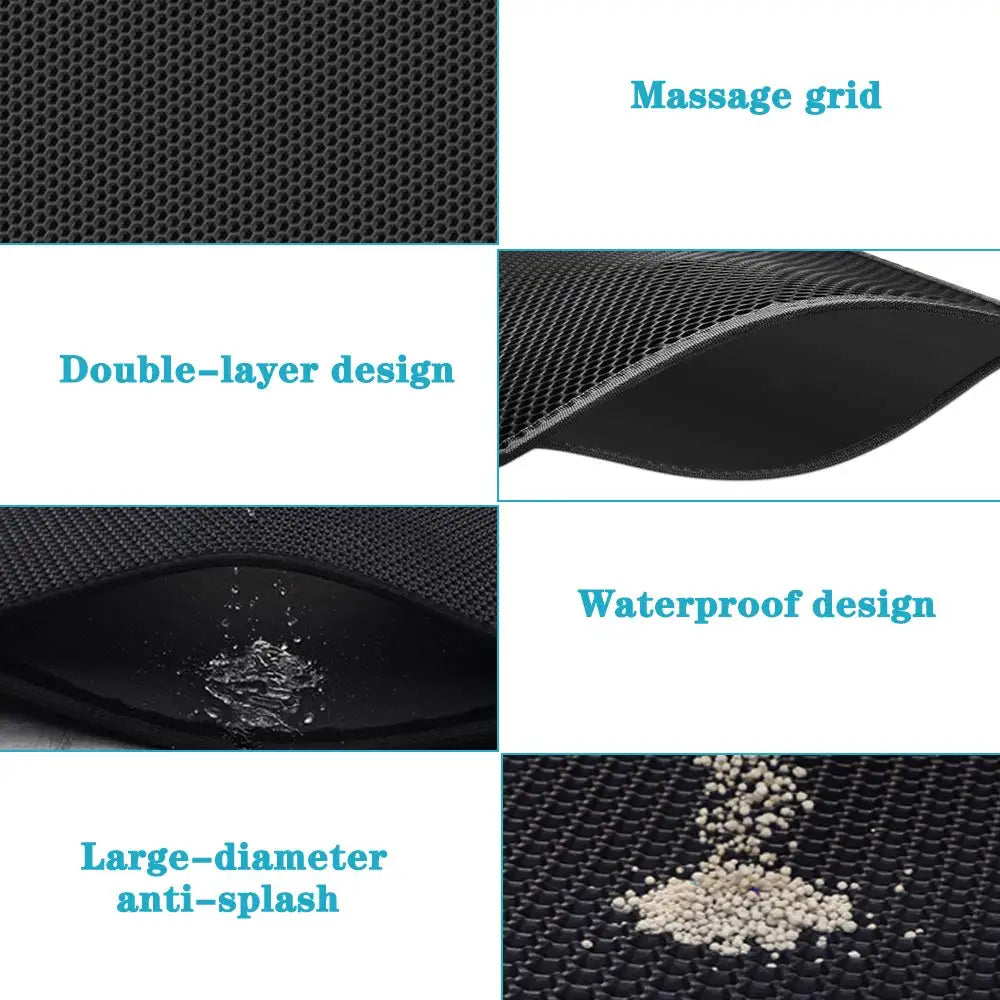 Premium Cat Litter Mat – Waterproof Double-Layer Honeycomb Design | Best Large Cat Litter Box Floor Mat for Scatter Control