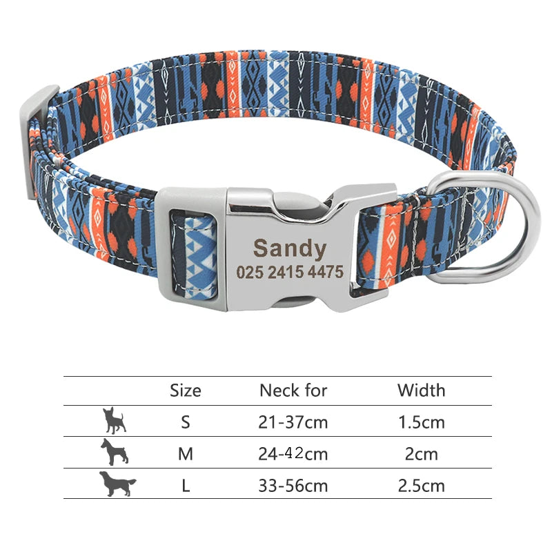 Custom Personalized Dog Collar with Name Tag – Engraved Adjustable Collar for Small, Medium & Large Dogs