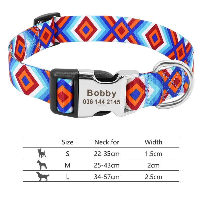 Custom Personalized Dog Collar with Name Tag – Engraved Adjustable Collar for Small, Medium & Large Dogs