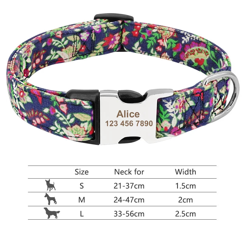 Custom Personalized Dog Collar with Name Tag – Engraved Adjustable Collar for Small, Medium & Large Dogs
