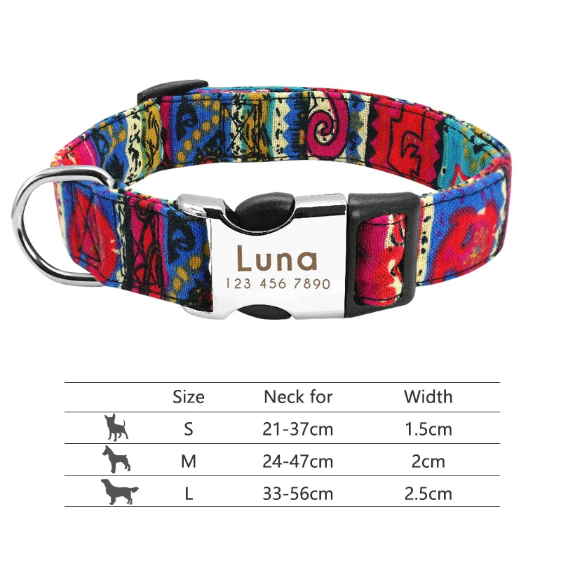 Custom Personalized Dog Collar with Name Tag – Engraved Adjustable Collar for Small, Medium & Large Dogs