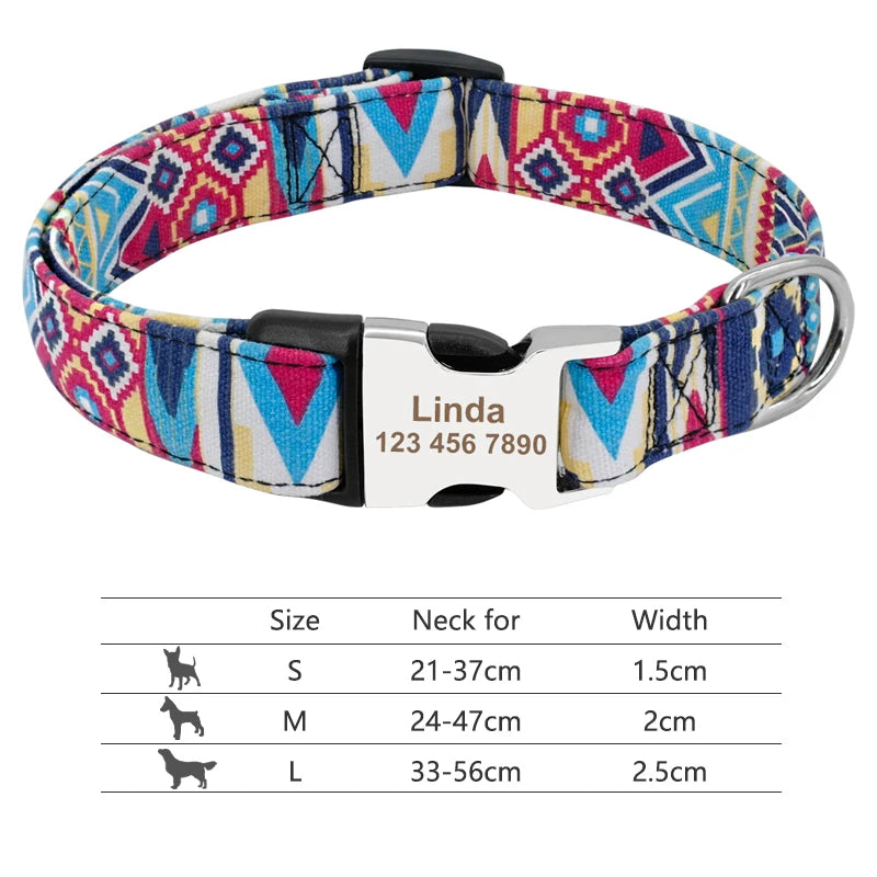 Custom Personalized Dog Collar with Name Tag – Engraved Adjustable Collar for Small, Medium & Large Dogs