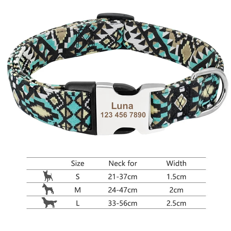 Custom Personalized Dog Collar with Name Tag – Engraved Adjustable Collar for Small, Medium & Large Dogs