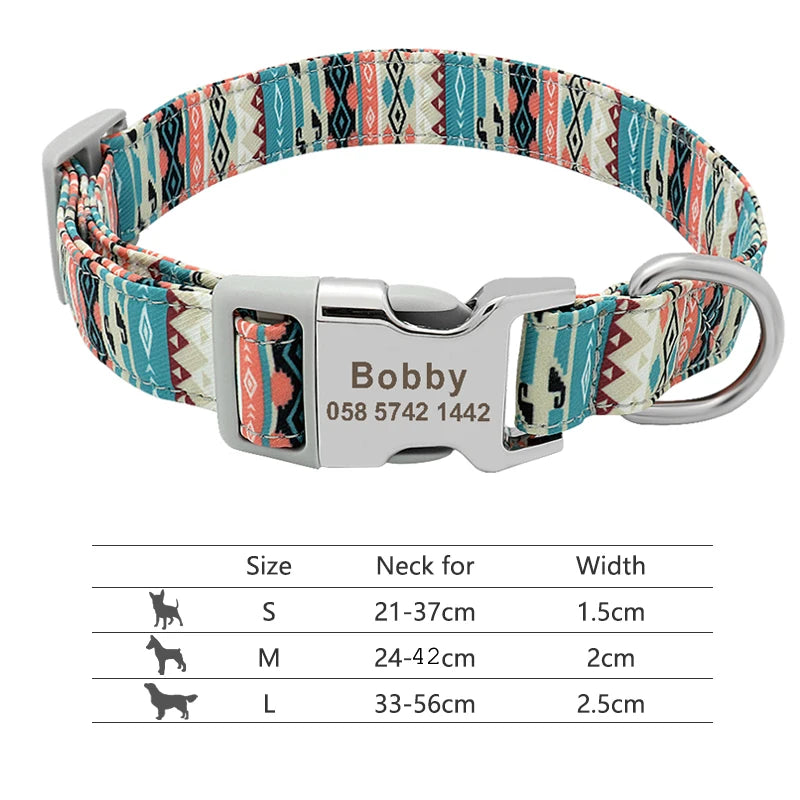 Custom Personalized Dog Collar with Name Tag – Engraved Adjustable Collar for Small, Medium & Large Dogs