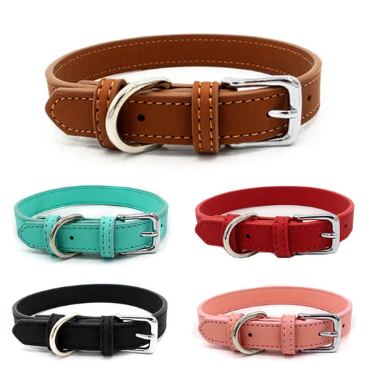 Luxury Leather Dog Collar – Premium Adjustable Leather Collar for Small, Medium Dogs