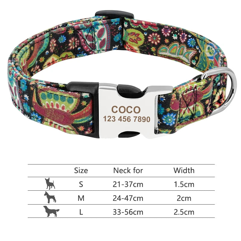 Custom Personalized Dog Collar with Name Tag – Engraved Adjustable Collar for Small, Medium & Large Dogs