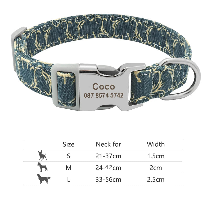 Custom Personalized Dog Collar with Name Tag – Engraved Adjustable Collar for Small, Medium & Large Dogs