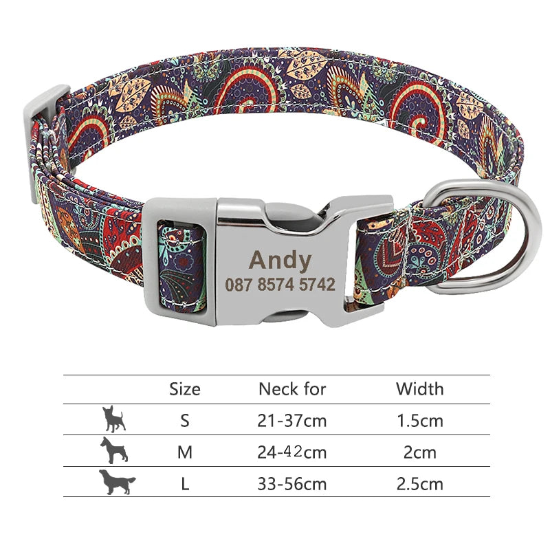 Custom Personalized Dog Collar with Name Tag – Engraved Adjustable Collar for Small, Medium & Large Dogs