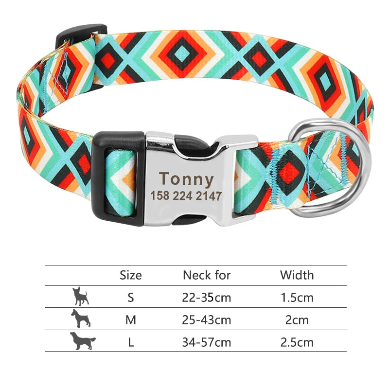 Custom Personalized Dog Collar with Name Tag – Engraved Adjustable Collar for Small, Medium & Large Dogs