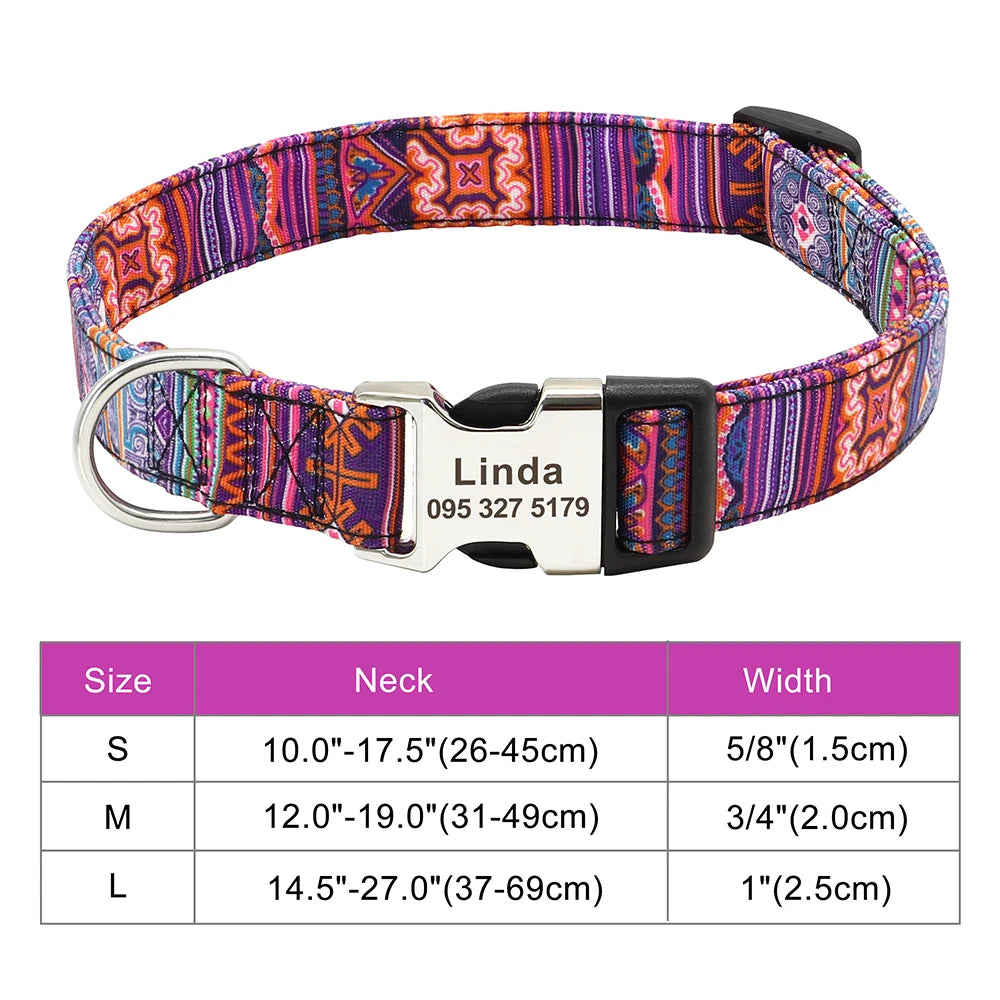 Custom Personalized Dog Collar with Name Tag – Engraved Adjustable Collar for Small, Medium & Large Dogs