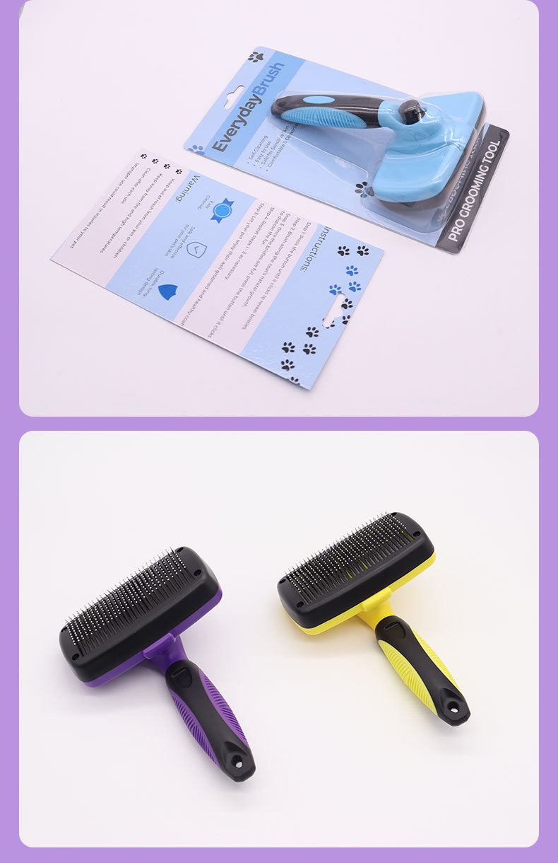 Self-Cleaning Pet Grooming Brush – Tangle-Free Deshedding Tool for Cats & Dogs