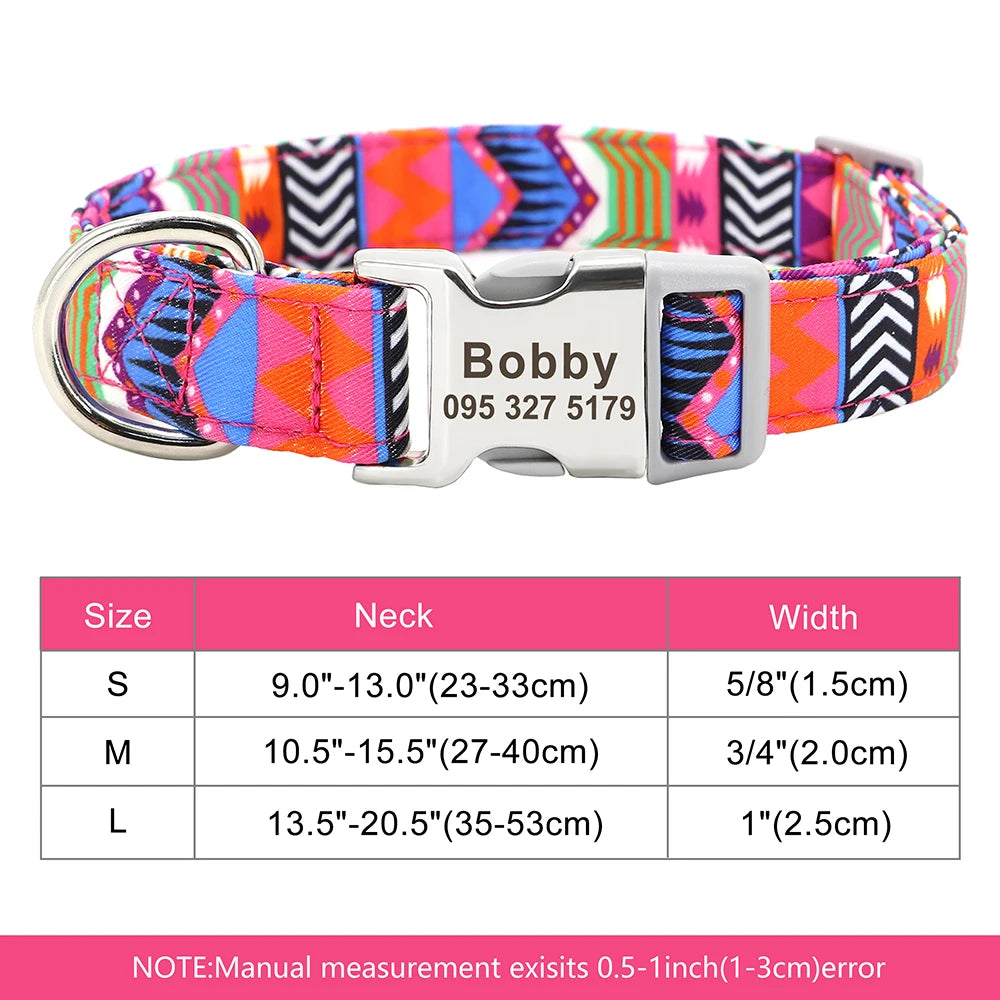 Custom Personalized Dog Collar with Name Tag – Engraved Adjustable Collar for Small, Medium & Large Dogs