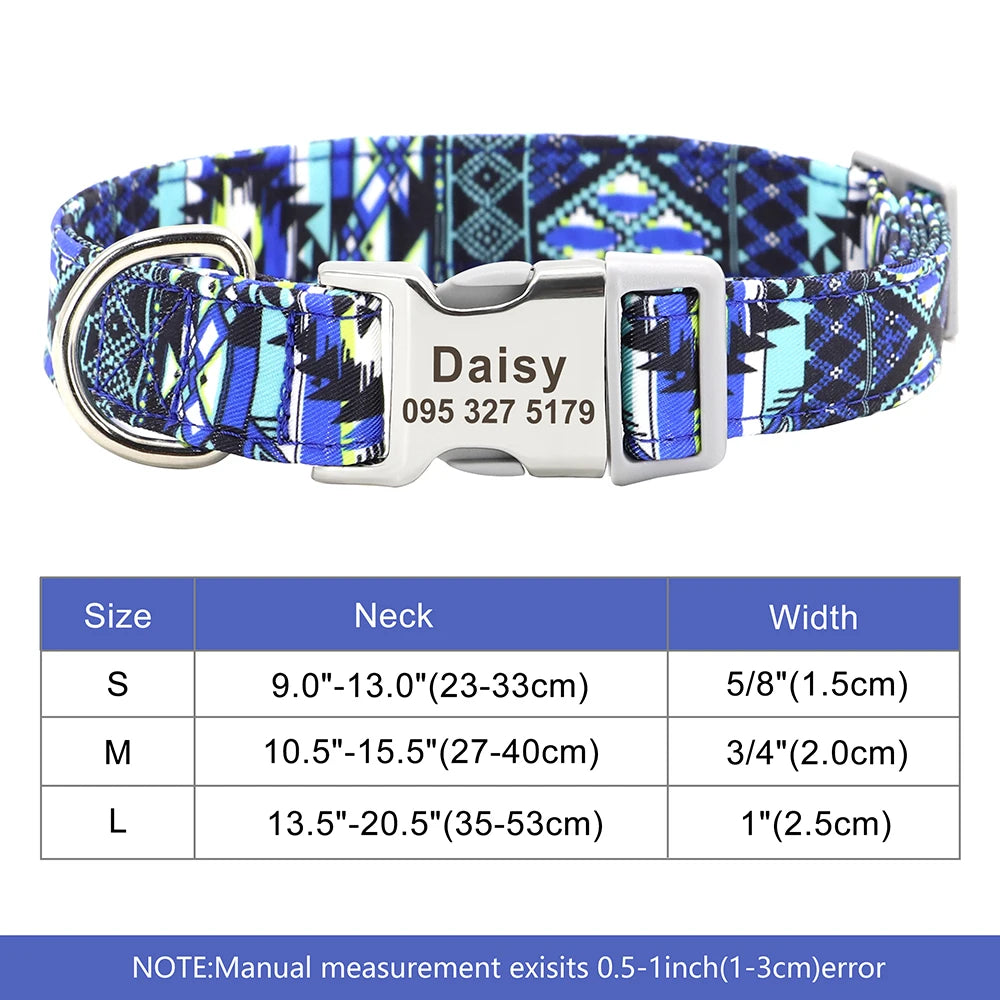 Custom Personalized Dog Collar with Name Tag – Engraved Adjustable Collar for Small, Medium & Large Dogs