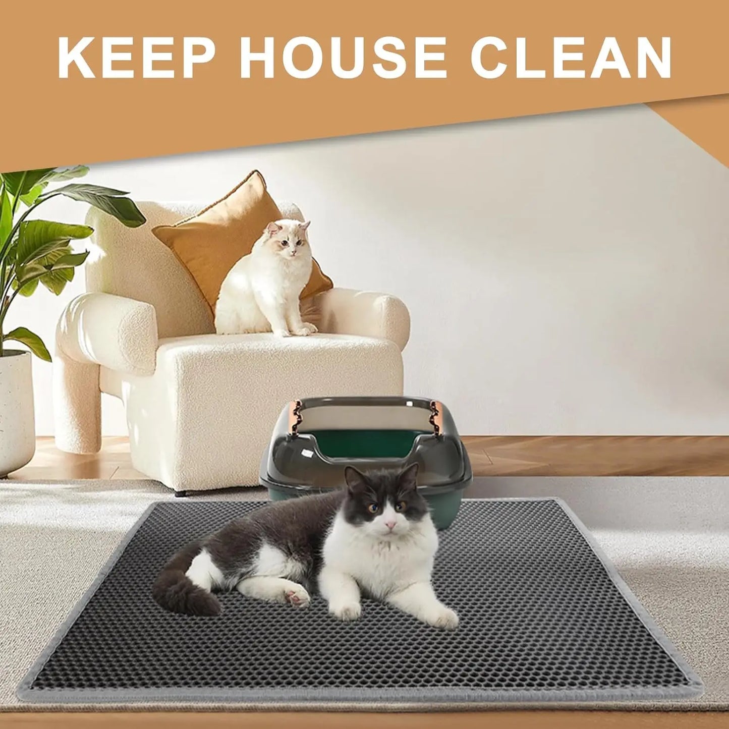 Premium Large Cat Litter Mat – Waterproof Double-Layer Best Kitty Litter Box Floor Mat