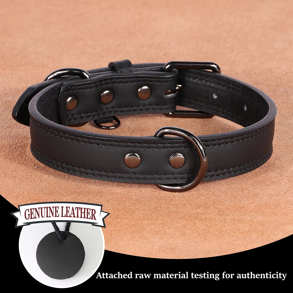 Luxury Leather Dog Collar – Premium Adjustable Leather Collar for Small, Medium & Large Dogs
