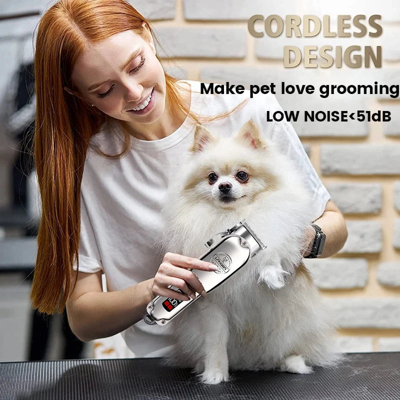 Professional Dog Hair Clippers – Best Cordless Grooming Trimmer for Dogs with Low Noise & Rechargeable Battery