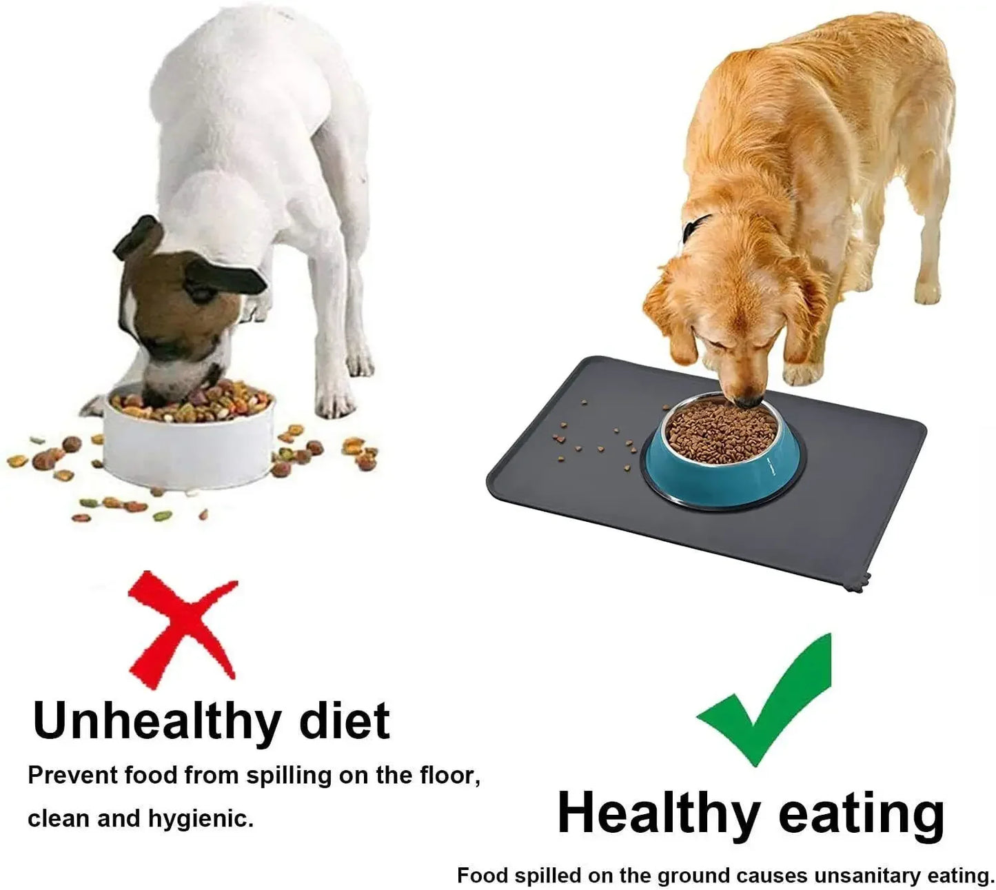 Non-Slip Silicone Dog Food Mat – Waterproof Cat Feeding Mat for Food & Water Bowls | Easy-to-Clean Pet Bowl Mat