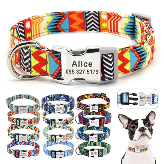 Custom Personalized Dog Collar with Name Tag – Engraved Adjustable Collar for Small, Medium & Large Dogs