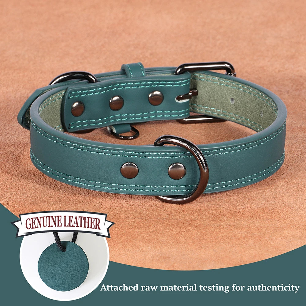 Luxury Leather Dog Collar – Premium Adjustable Leather Collar for Small, Medium & Large Dogs