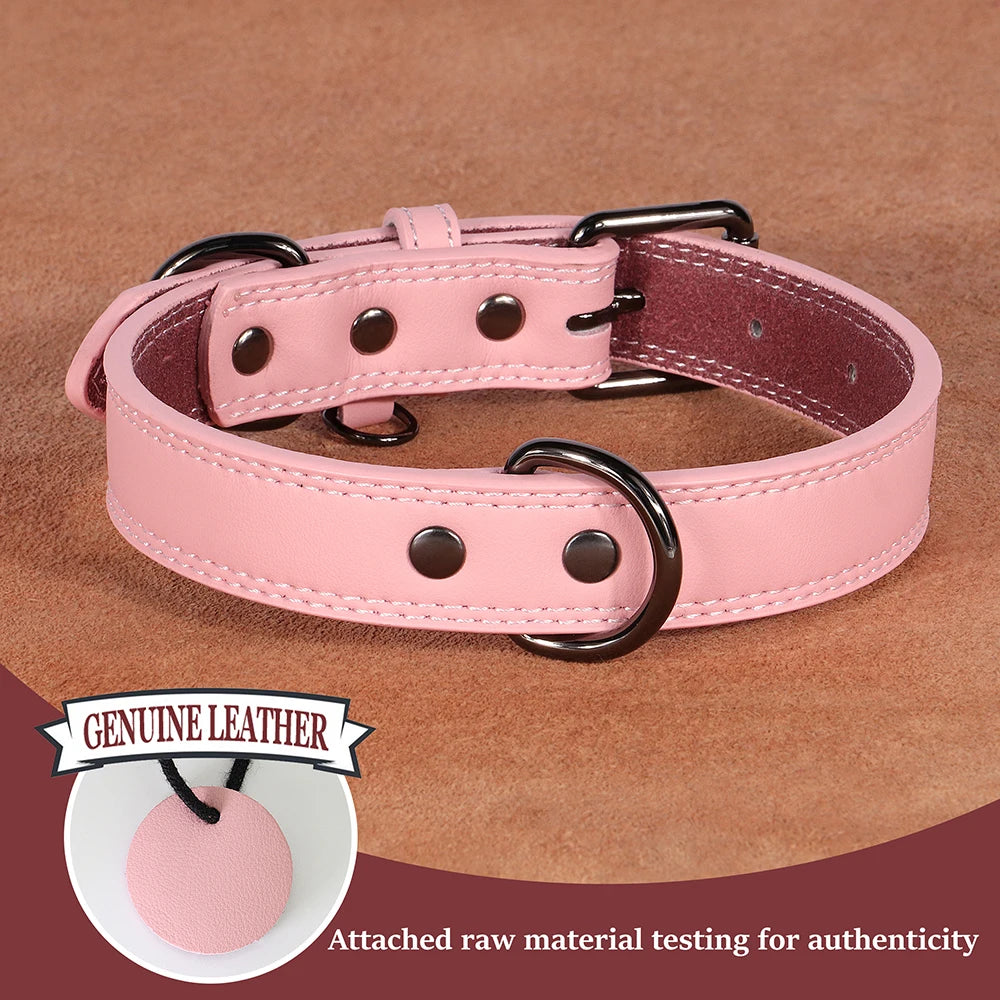 Luxury Leather Dog Collar – Premium Adjustable Leather Collar for Small, Medium & Large Dogs