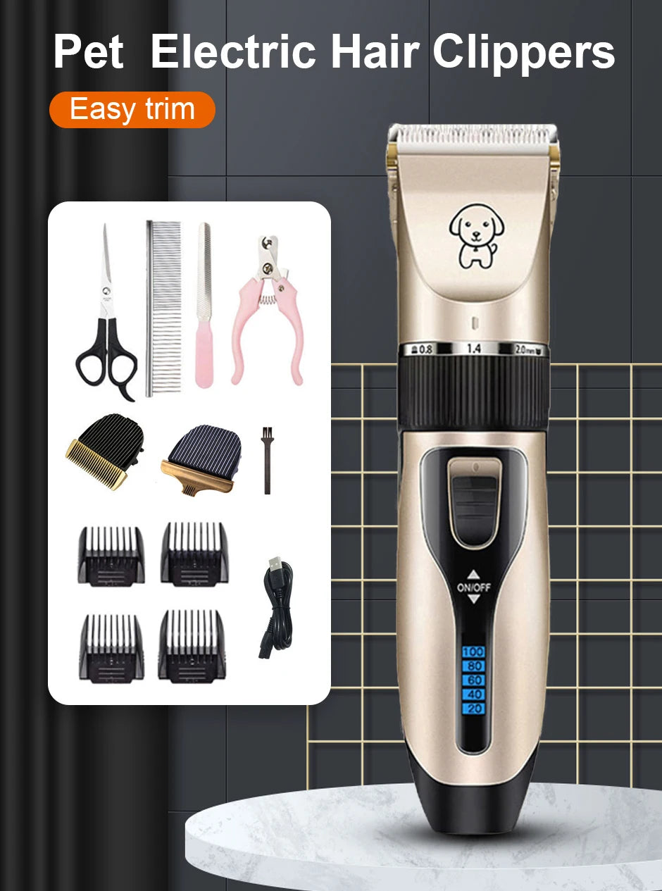 Professional Dog Hair Clippers – Best Cordless Grooming Trimmer for Dogs with Low Noise & Rechargeable Battery