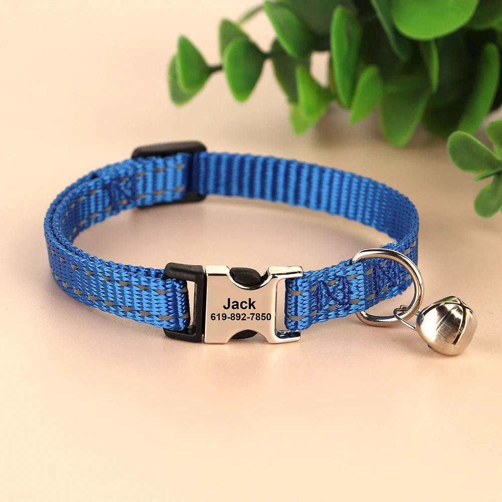 Custom Cat Collar with Name Tag – Adjustable Personalized Kitten Collar with Bell for Safety & Style