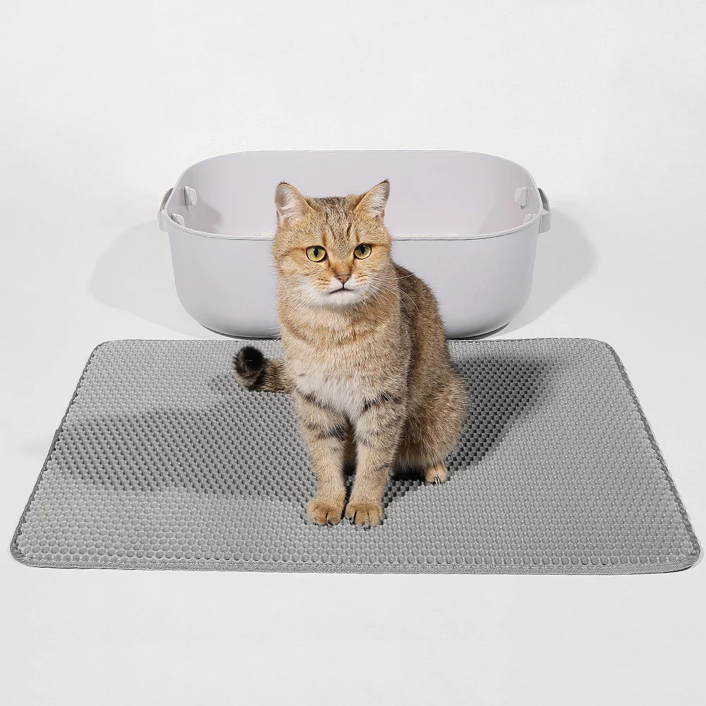 Premium Large Cat Litter Mat – Waterproof Double-Layer Best Kitty Litter Box Floor Mat