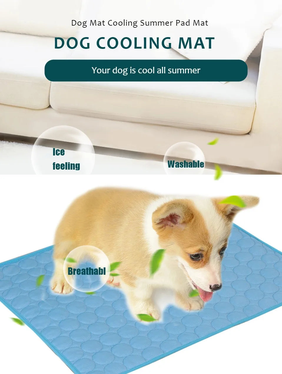Premium Dog Cooling Mat – Best Cooling Pad for Dogs | Portable, Non-Toxic, Self-Cooling Mattress for Pets