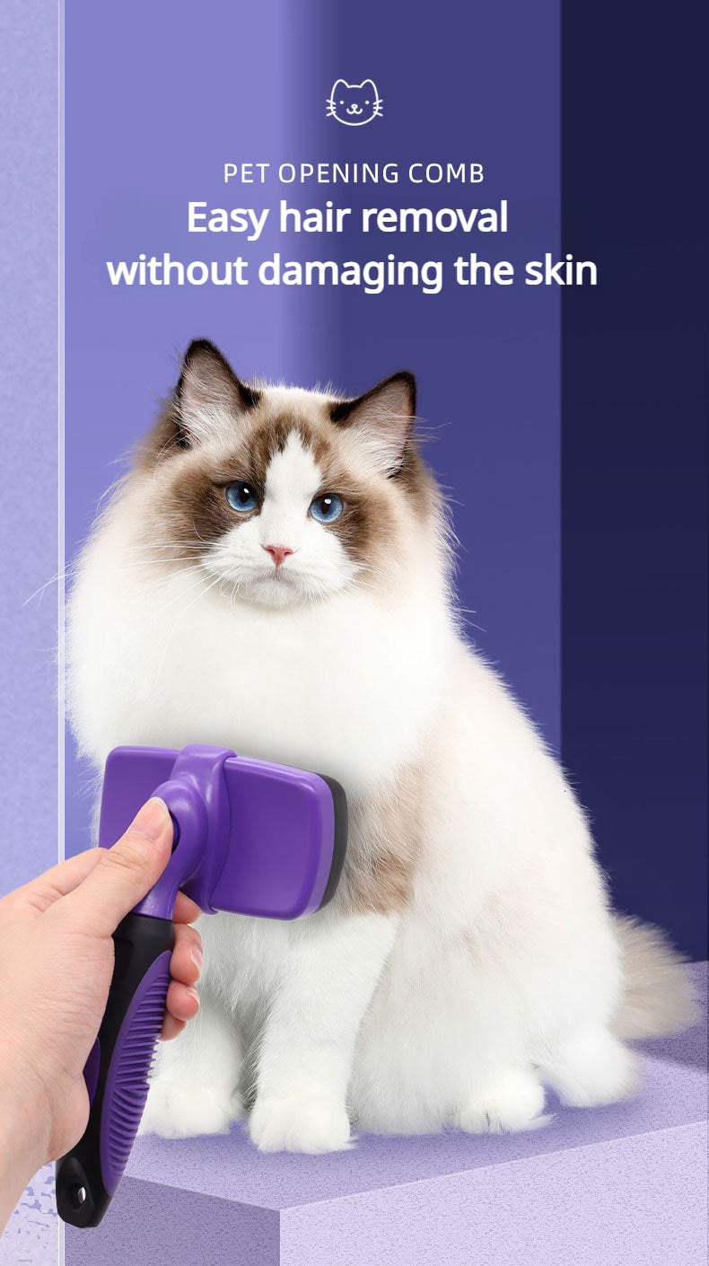 Self-Cleaning Pet Grooming Brush – Tangle-Free Deshedding Tool for Cats & Dogs
