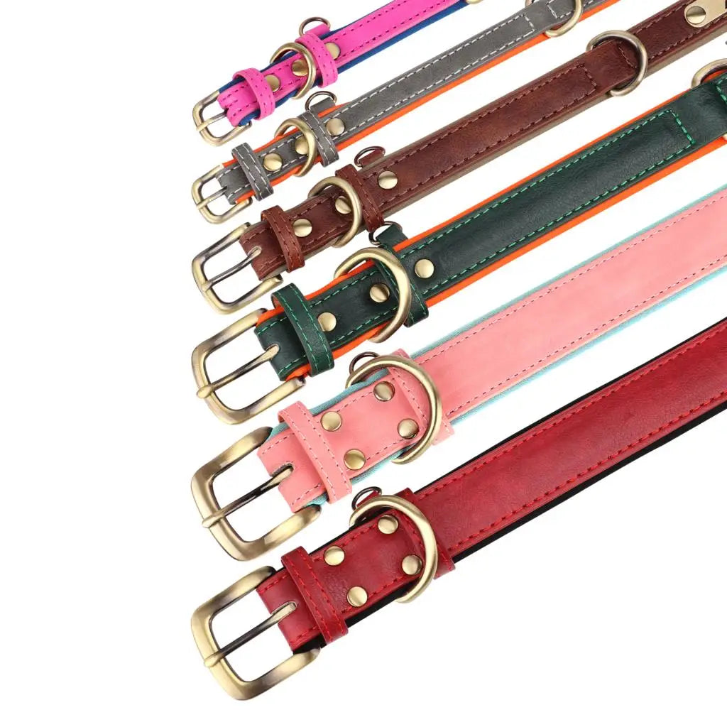 Personalized Leather Dog Collar and Leash Set – Custom Engraved Nameplate for All Sizes