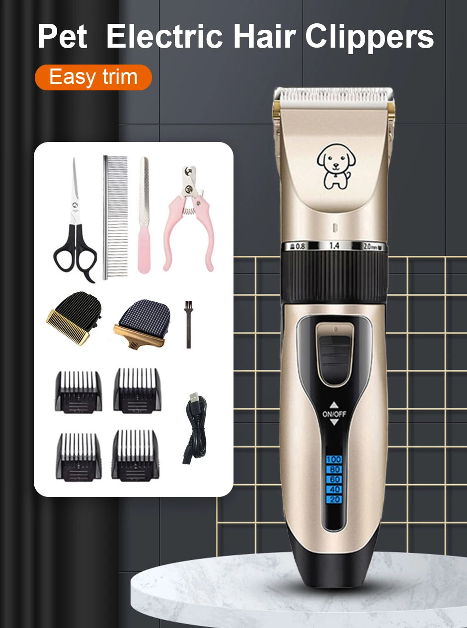 Professional Dog Hair Clippers – Best Cordless Grooming Trimmer for Dogs with Low Noise & Rechargeable Battery