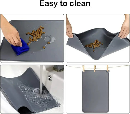 Non-Slip Silicone Dog Food Mat – Waterproof Cat Feeding Mat for Food & Water Bowls | Easy-to-Clean Pet Bowl Mat