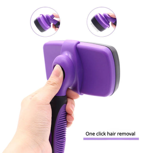Self-Cleaning Pet Grooming Brush – Tangle-Free Deshedding Tool for Cats & Dogs