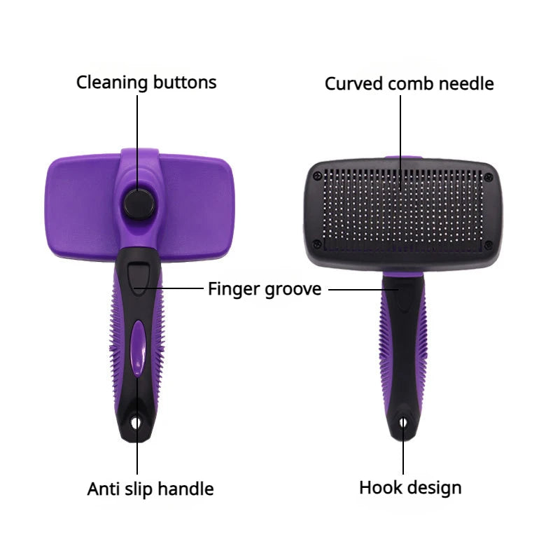 Self-Cleaning Pet Grooming Brush – Tangle-Free Deshedding Tool for Cats & Dogs